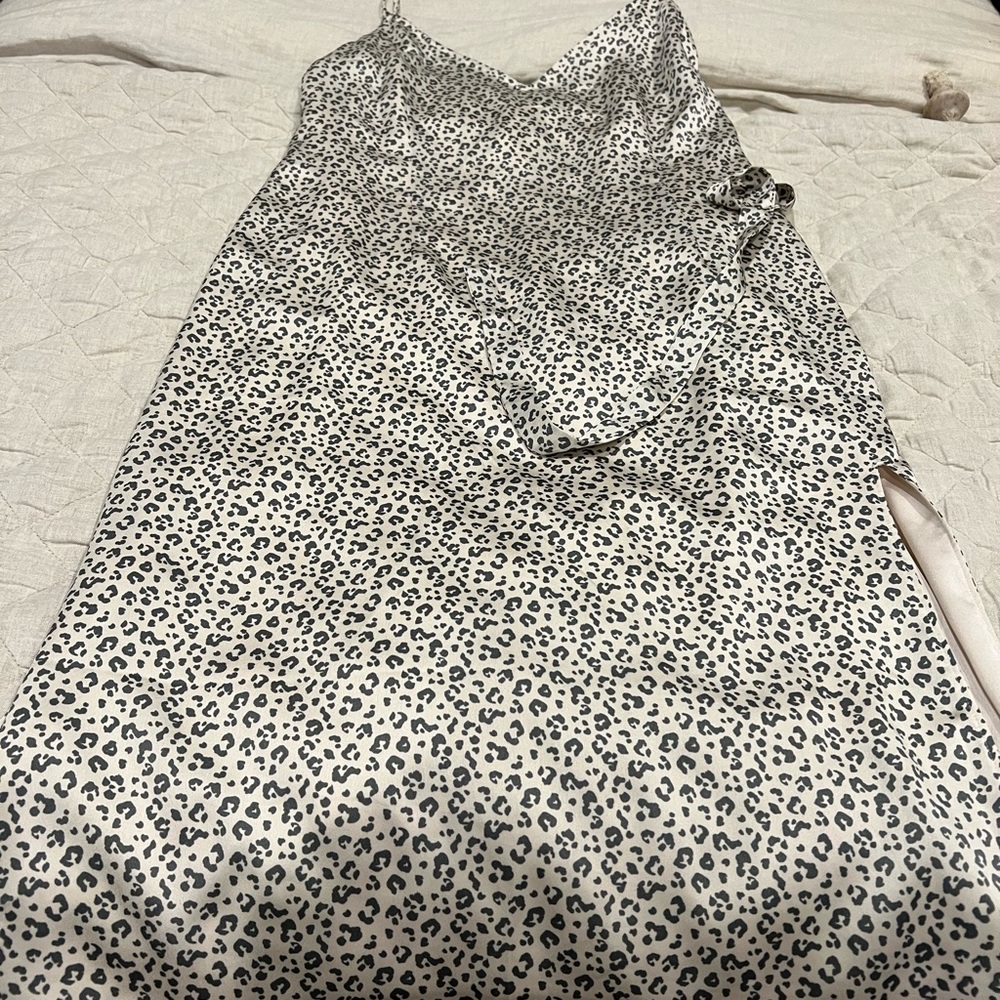 Abercrombie cheetah slip dress with belt tie